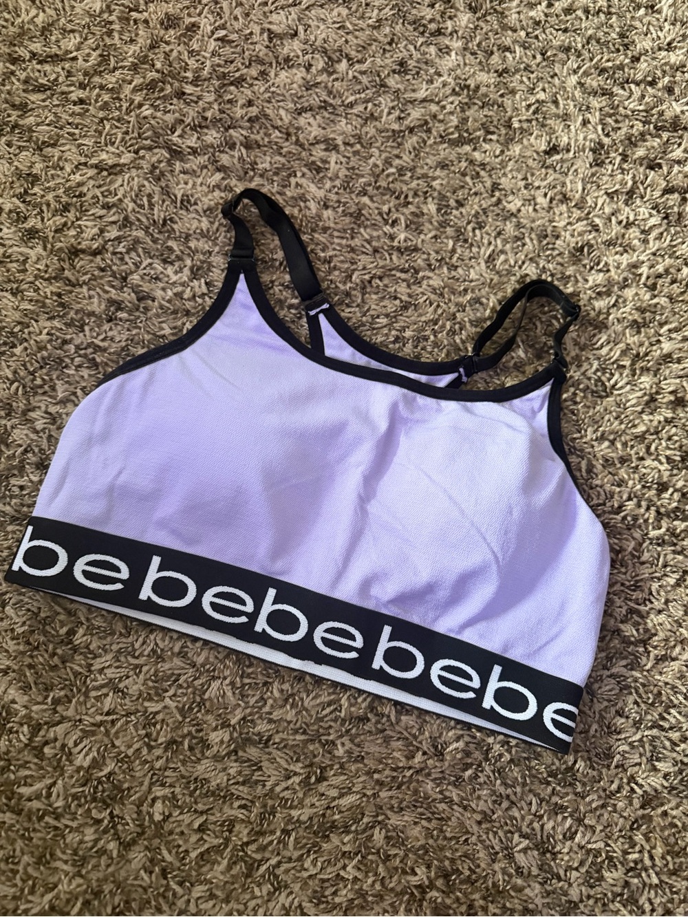 bebe Lavender Sports Bralette with Black Logo Band